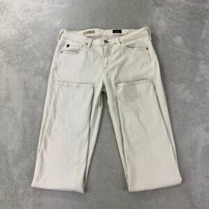Ag Adriano Goldschmied Skinny Mid Rise Cigarette White Pants Wo Mens Size 27 US